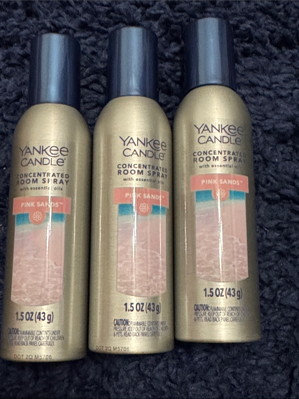 3-Yankee Candle Pink Sands Gold Room Spray Bottles